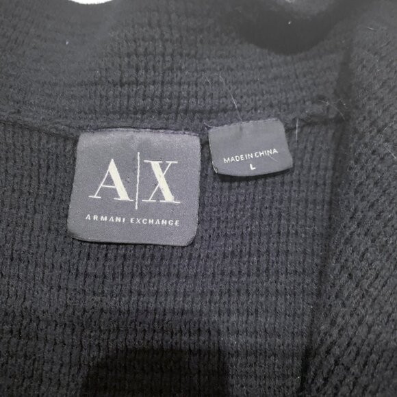 Armani Exchange 1/4 zip Knit Sweater 100% Cotton Men's Large Black Quarterzip - Picture 9 of 11